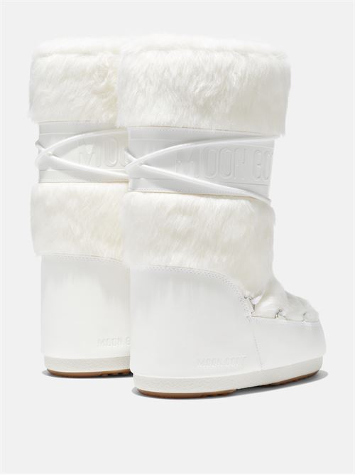 Stivali da neve modello ICON FAUX FUROPTICAL MOON BOOT in altre materie e nylon tecnico idrorepellente MOON BOOT | ICON FAUX FUROPTICAL WHITE